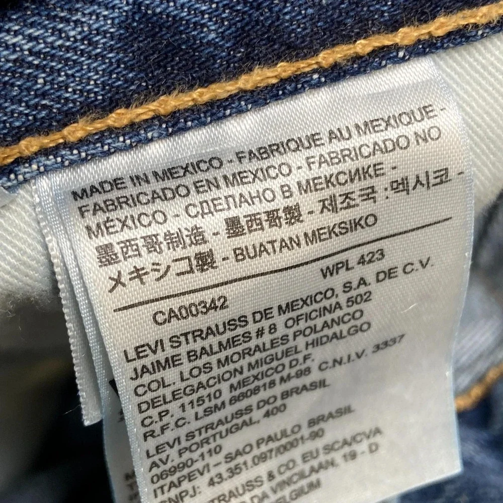 Levi's 511 Jeans Men 31x32 Blue Denim Distressed Frayed Hem Relaxed Straight Leg